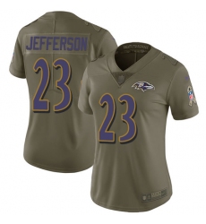 Women's Nike Baltimore Ravens #23 Tony Jefferson Limited Olive 2017 Salute to Service NFL Jersey