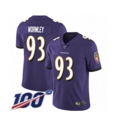 Men's Baltimore Ravens #93 Chris Wormley Purple Team Color Vapor Untouchable Limited Player 100th Season Football Jersey