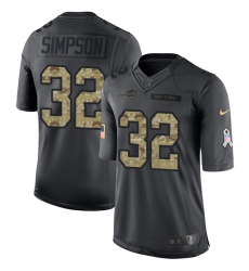 Men's Nike Buffalo Bills #32 O. J. Simpson Limited Black 2016 Salute to Service NFL Jersey