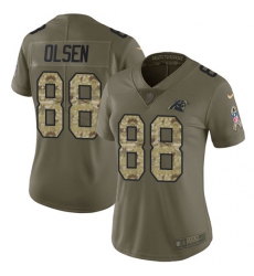 Women's Nike Carolina Panthers #88 Greg Olsen Limited Olive/Camo 2017 Salute to Service NFL Jersey