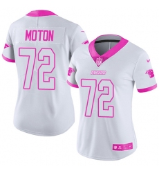 Women's Nike Carolina Panthers #72 Taylor Moton Limited White/Pink Rush Fashion NFL Jersey