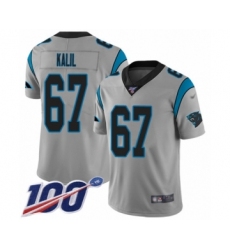 Youth Carolina Panthers #67 Ryan Kalil Silver Inverted Legend Limited 100th Season Football Jersey