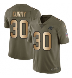 Men's Nike Carolina Panthers #30 Stephen Curry Limited Olive/Gold 2017 Salute to Service NFL Jersey