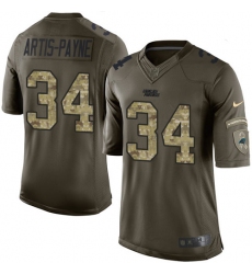 Men's Nike Carolina Panthers #34 Cameron Artis-Payne Elite Green Salute to Service NFL Jersey