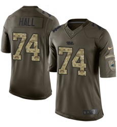 Men's Nike Carolina Panthers #74 Daeshon Hall Elite Green Salute to Service NFL Jersey