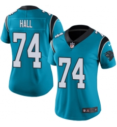 Women's Nike Carolina Panthers #74 Daeshon Hall Blue Alternate Vapor Untouchable Limited Player NFL Jersey