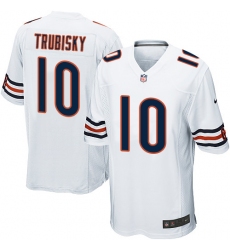 Men's Nike Chicago Bears #10 Mitchell Trubisky Game White NFL Jersey