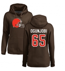 NFL Women's Nike Cleveland Browns #65 Larry Ogunjobi Brown Name & Number Logo Pullover Hoodie