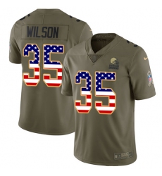 Men's Nike Cleveland Browns #35 Howard Wilson Limited Olive/USA Flag 2017 Salute to Service NFL Jersey