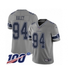 Men's Dallas Cowboys #94 Charles Haley Limited Gray Inverted Legend 100th Season Football Jersey