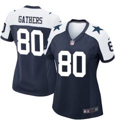 Women's Nike Dallas Cowboys #80 Rico Gathers Game Navy Blue Throwback Alternate NFL Jersey