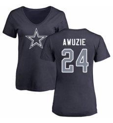 NFL Women's Nike Dallas Cowboys #24 Chidobe Awuzie Navy Blue Name & Number Logo Slim Fit T-Shirt