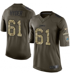 Men's Nike Detroit Lions #61 Kerry Hyder Elite Green Salute to Service NFL Jersey