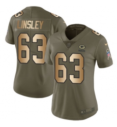 Women's Nike Green Bay Packers #63 Corey Linsley Limited Olive/Gold 2017 Salute to Service NFL Jersey