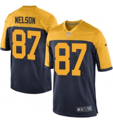 Men's Nike Green Bay Packers #87 Jordy Nelson Game Navy Blue Alternate NFL Jersey