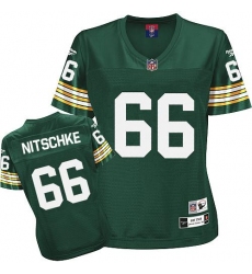 Reebok Green Bay Packers #66 Ray Nitschke Green Women's Throwback Team Color Replica NFL Jersey