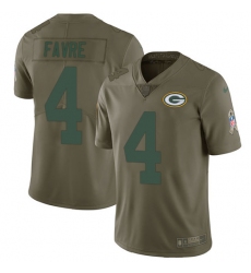 Youth Nike Green Bay Packers #4 Brett Favre Limited Olive 2017 Salute to Service NFL Jersey