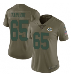 Women's Nike Green Bay Packers #65 Lane Taylor Limited Olive 2017 Salute to Service NFL Jersey