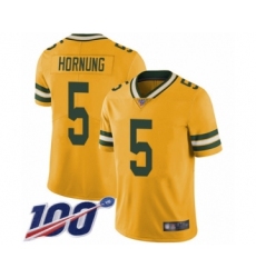 Men's Green Bay Packers #5 Paul Hornung Limited Gold Rush Vapor Untouchable 100th Season Football Jersey