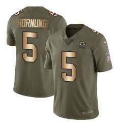 Youth Nike Green Bay Packers #5 Paul Hornung Limited Olive/Gold 2017 Salute to Service NFL Jersey