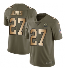 Youth Nike Green Bay Packers #27 Josh Jones Limited Olive/Gold 2017 Salute to Service NFL Jersey