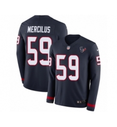 Men's Nike Houston Texans #59 Whitney Mercilus Limited Navy Blue Therma Long Sleeve NFL Jersey