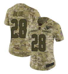 Women's Nike Houston Texans #28 Alfred Blue Limited Camo 2018 Salute to Service NFL Jersey