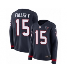 Women's Nike Houston Texans #15 Will Fuller V Limited Navy Blue Therma Long Sleeve NFL Jersey