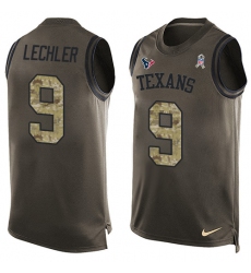 Men's Nike Houston Texans #9 Shane Lechler Limited Green Salute to Service Tank Top NFL Jersey