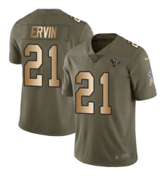 Men's Nike Houston Texans #21 Tyler Ervin Limited Olive Gold 2017 Salute to Service NFL Jersey