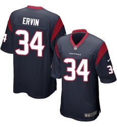 Men's Nike Houston Texans #34 Tyler Ervin Game Navy Blue Team Color NFL Jersey