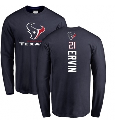 NFL Nike Houston Texans #21 Tyler Ervin Navy Blue Backer Long Sleeve T-Shirt