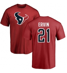 NFL Nike Houston Texans #21 Tyler Ervin Red Name & Number Logo T-Shirt