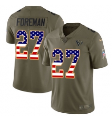 Youth Nike Houston Texans #27 D'Onta Foreman Limited Olive/USA Flag 2017 Salute to Service NFL Jersey