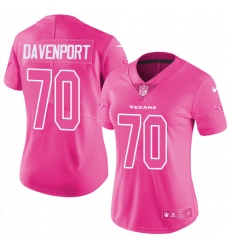 Women's Nike Houston Texans #70 Julien Davenport Limited Pink Rush Fashion NFL Jersey