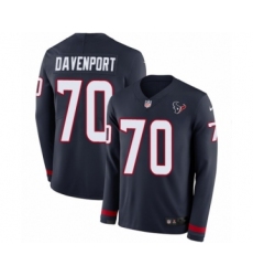 Youth Nike Houston Texans #70 Julien Davenport Limited Navy Blue Therma Long Sleeve NFL Jersey