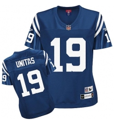 Reebok Indianapolis Colts #19 Johnny Unitas Royal Blue Women's Throwback Team Color Replica NFL Jersey