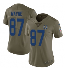 Women's Nike Indianapolis Colts #87 Reggie Wayne Limited Olive 2017 Salute to Service NFL Jersey
