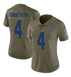 Women's Nike Indianapolis Colts #4 Adam Vinatieri Limited Olive 2017 Salute to Service NFL Jersey