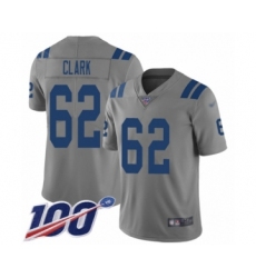 Men's Indianapolis Colts #62 Le'Raven Clark Limited Gray Inverted Legend 100th Season Football Jersey