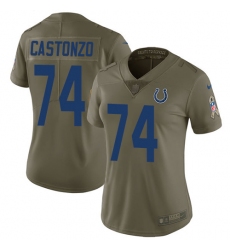 Women's Nike Indianapolis Colts #74 Anthony Castonzo Limited Olive 2017 Salute to Service NFL Jersey