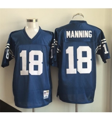 Men's Indianapolis Colts #18 Peyton Manning Blue Throwback Stitched Football Jersey