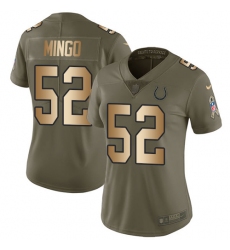 Women's Nike Indianapolis Colts #52 Barkevious Mingo Limited Olive/Gold 2017 Salute to Service NFL Jersey