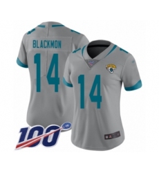 Women's Jacksonville Jaguars #14 Justin Blackmon Silver Inverted Legend Limited 100th Season Football Jersey