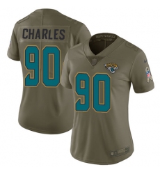 Women's Nike Jacksonville Jaguars #90 Stefan Charles Limited Olive 2017 Salute to Service NFL Jersey