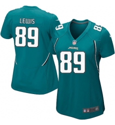 Women's Nike Jacksonville Jaguars #89 Marcedes Lewis Game Teal Green Team Color NFL Jersey