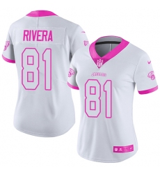 Women's Nike Jacksonville Jaguars #81 Mychal Rivera Limited White/Pink Rush Fashion NFL Jersey