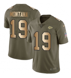Men's Nike Kansas City Chiefs #19 Joe Montana Limited Olive/Gold 2017 Salute to Service NFL Jersey