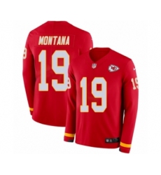 Men's Nike Kansas City Chiefs #19 Joe Montana Limited Red Therma Long Sleeve NFL Jersey