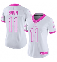 Women's Nike Kansas City Chiefs #11 Alex Smith Limited White/Pink Rush Fashion NFL Jersey